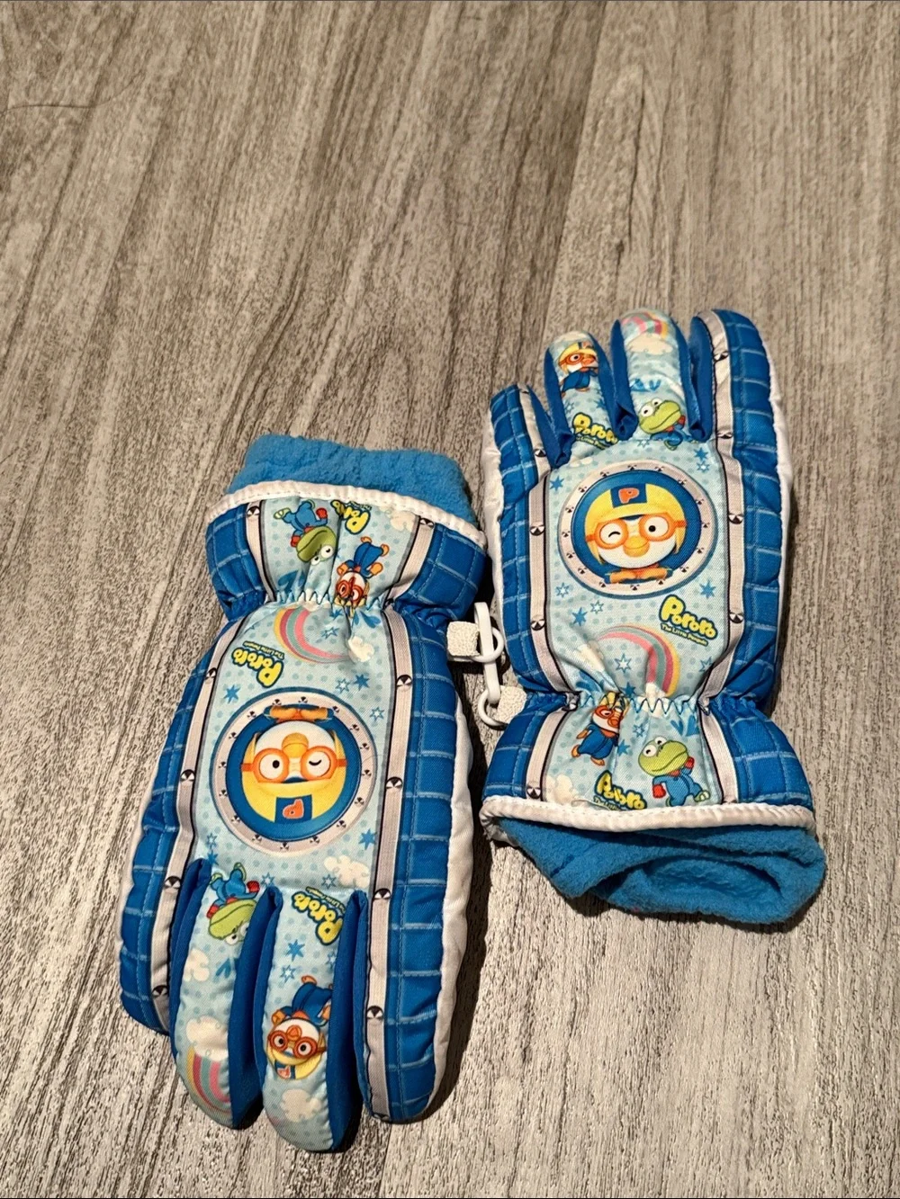 Pororo Blue Kids Winter Gloves with Cartoon Design